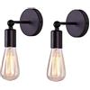 Mengjay 2 Pezzi Applique da Parete Stile Industriale Semplice dell'annata Lampada da parete a luce Regolabile Finito in Ferro con Portalampada E27 per casa, Bar, ristoranti,Club (Nero)