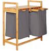 AD.CON Cesto portabiancheria in bambù ripiano per il bagno portabiancheria in bambù sacchetto per il bucato ripiano per il bagno selezionatore di biancheria 63x33x74 cm Grigio scuro
