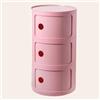 WEIDPHL Comodino Rotondo, Comodino con 3 Cassetti, Tavolino, Mobiletto Portaoggetti con Anta Scorrevole per Soggiorno, Camera da Letto, Bagno,Rosa