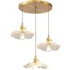 JOJOM E27 Foglia di loto Lampada a Sospensione Tre testa Vintage Minimalista Nordici lampadario Tipo di fiore Vetro chandelier Decorazione degli interni Soggiorno Camera da letto Ristorante(A1)