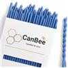 CanBee Candele di cera 50 Candele Sottili Blu in Cera d'Api Naturale - 18 cm x 0,6 cm - Stoppino in Cotone - Senza Fumo - Durata fino a 60 Minuti - Ideali per Meditazione Prolungata, Yoga e Rituali Calmanti - CanBee