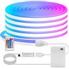 HEGEHE Striscia neon LED flessibili RGB impermeabili Dimmerabile 5V [2m] - Con controller a 24 tasti - Alimentazione a batteria,decorazioni per Natale feste compleanni matrimoni [Batterie non incluse]