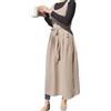 CBBEONRN Grembiule in Cotone Tinta Unita con Tasche Grembiuli con Bavaglino Casual Gonna Rotonda Abito per Cucina Giardinaggio Caffetteria Beige,One Size