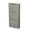 MOHOME Scarpiera Salvaspazio Slim Metallo Made in Italy 3 Ante Grigio Metallizzato Dimensioni 105 x 50 x 14 cm Ripiani a Ribalta Sincronizzati Porta Scarpe Assemblata Ingresso Camera