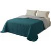 INTRECCI Copriletto Matrimoniale Estivo, Trapunta Estiva Matrimoniale, 260x260 cm, Coperta Estiva, anche Primaverile, Double Face, Moderna, Leggera, Elegante. Colore: Petrolio/Grigio