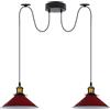 Generic Homin Lampada a sospensione a 2 teste, lampada a sospensione regolabile, lampada a sospensione da soffitto con paralume conico. (Rosso)