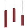 L+ Lampada a Sospensione GU10 Cilindrica in Metallo - Altezza H30cm - Cavo Regolabile 120cm - Made in Italy - Spot Design Moderno per Cucina e Soggiorno (Rosso Cowhide)