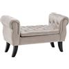 IlGruppone Divanetto in Velluto Panca Contenitore Pouf PortaOggetti Panca Sgabello A Pie di Letto Cassapanca Ingresso Legno Massello Panchina - Tortora