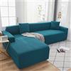 OKJK Copridivano Impermeabile Elasticizzato con Chaise Longue in Pile di Mais Morbido Tessuto Confortevole, Nessun pilling,Copri Divano da Soggiorno Facile da Pulire,Turquoise Blue,2-seat 145-185cm