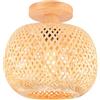 LIGKIN Plafoniera Bambù Lampadario Vintage Boho E27 Rattan Paralume Bambù Lampadari Legno Lampada da soffitto per Ristoranti Salotti Camera da letto, Ø25cm