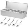 IGTOPS Contenitore per ingredienti con coperchio e cucchiaio, contenitore per spezie, contenitore per ingredienti, contenitore per barbecue, pizza, accessori da cucina per esterni in acciaio inox (5