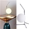 Alpinaluz Lampada da tavolo - Design Minimalista con quadrante in vetro opale bianco e struttura in acciaio cromato - Forma geometrica a V e L - Attacco E27 G45 per camera da letto, scrivania o