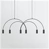 DEEYIN Linee geometriche nordiche Forma ad arco Lampada a sospensione Lampadario in metallo regolabile in altezza Illuminazione Decorazione boutique in oro nero Lampada a sospensione per sala da pranzo