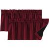 LINFKY Tende corte Mantovana, Termoisolate Tende Piccole per Finestre della Cucina, Tenda Corta per Il Bagno per La Finestra del Camera da Letto, 132x46cm (Vino Rosso,2)