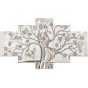 Lupia - Quadro Moderno VOGUE 66x115 cm ALBERO ABBRACCIO MIX a 5 Pezzi, Stampe Artistiche modulari Amore famiglia, Pannelli Legno Ecologico MDF, Pronti da Appendere, Soggiorno Camera da letto, Ufficio