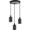 Mengjay Trade lampadario industriale a soffitto lampadario vintage retrò antico lampada a sospensione ， con presa E27 e cavo in tessuto lampada da soffitto nera senza lampadine (Stile B-25cm)