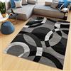 TAPISO Maya Tappeto Soggiorno Pelo Corto Design Moderno Motivo Astratto Geometrico Semicerchi tonalità Grigio Camera da Letto Cameretta Ufficio Salotto Oeko-Tex 160 x 220 cm