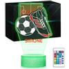 Maverton Lampada Da Notte Personalizzata Calcio - RGB 16 Colori - Regalo Comunione Maschio, Bambino 10 Anni, Idea Regalo Compleanno Per Ragazzi
