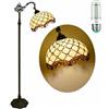WDBZTJ Lampada da Terra Tiffany 12 con Paralume in Vetro Macchiato Colibrì 48W, Luce Di Lettura, Collo D'oca Regolabile, Lampada da Terra Antica Alta 65 per Soggiorno, Camera da Letto, Ufficio