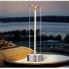 TEKHOME Lampada da Tavolo LED Ricaricabile 3W - Lume Senza Fili 2200K Luce Calda, Touch Control, USB, Design Moderno in Alluminio e Acrilico - Uso Interno D39 (ARGENTO)