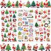 WANDIC 3 fogli di adesivi trasferibili natalizi in stile cartone animato, con Babbo Natale, ghirlanda, album di ritagli, decorazioni per mobili, 15 x 30 cm
