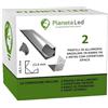 Pianeta Led PROFILI IN ALLUMINIO 45° 6063 TL1919 IN BARRE DA 2 MT PER STRISCE A LED CON COVER OPACA O TRASPARENTE E TAPPI E GANCI DI MONTAGGIO INCLUSI (2 BARRE DA 2 MT, COVER OPACA)