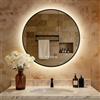 S'AFIELINA Specchio Bagno con Luce rotondo Ø 60 × 3 cm (P), Cornice Nera, Touch, Dimmerabile, Antifog, Orologio, Temperatura, Funzione Memoria, Specchio Bagno Retroilluminato, HD Vetro Temperato