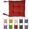 Home Tresor - Cuscino Sedia con Lacci | Cuscino Imbottito Sedie da Cucina, Giardino, Morbida Seduta Sp. 6 cm | Coprisedia Quadrato Made in Italy (Rosso, 2)