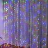 HADAVAKA Luci per Tende da Interno All'aperto, Luci A Cascata A LED con Ganci, 8 modalità di Controllo A Distanza, per Interni All'aperto Camera da Letto Festa Gazebo Giardino (Multicolor,3 * 2M)