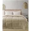 Tata Home Trapunta Invernale Matrimoniale Imbottita in Morbida Microfibra da 540 gr/mq Tessuto Vellutato Piumino Caldo ad Effetto Flanellato Coperta Letto Invernale Misura 260x260 cm Mod. Velvet Colore Beige
