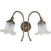 arterameferro Applique Lampada da parete in ottone brunito Due luci vetri opaline bianchi