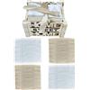 HOME ZEN HOUSEHOLD LINEN Cesto in Legno Shabby Chic con 4 Asciugamani in Cotone 30x30 cm, Idea Regalo (BEIGE HOME SWEET HOME)
