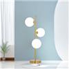 Kovalmax® Lampada da tavolo terra 3 sfere sfera in PVC (non vetro) bianco stelo G9 lume bronzo d33