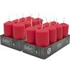 Hofer Candele Rosse a Colonna - 4,5 x 9 cm - Set di 16 Piccole Candele Decorative Cilindriche - Colore Rosso - Lunga Durata di 12 Ore - Cera Antigoccia - Non Profumate - Qualità RAL
