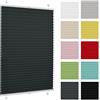 Generic Tenda plissettata senza forare - 65 x 150 cm - Antracite - per interni, per finestre, fissaggio a morsetto (Klemmfix)