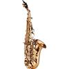 KOCAN Sassofono soprano,KOCAN Mini sassofono soprano in Sib Sax Materiale in ottone Superficie laccata dorata Strumento a fiato con custodia per il trasporto Guanti Panno per la pulizia Pennello Ance Cinghi