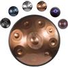Generic Handpan Drum 432Hz/440Hz, 9/10/12 Note Strumento A Percussione da 55cm Con Treppiede, Steel Tongue Drum, Handpan in Acciaio per Meditazione, Yoga e Guarigione Sonora(Gold,432HZ/9Note)