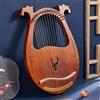 BAMFY Lyre Harp 16,19,32 Corde Arpa Lira Tradizionale Strumento Musicale Corpo In Mogano Portatile Lira Arpa Con Chiave Di Accordatura, Set Di Corde Sostitutive, Plettri(16-Stringed - Deer Boxed - Cof