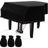 TINDTOP Copertura per pianoforte a coda, in velluto antipolvere, lavabile, morbida, decorata, triangolare, protettiva (M)