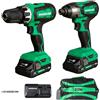 Metabo HPT KC18DFX - Kit combinato con trapano a percussione multiVolt da 18 V, senza fili, batterie agli ioni di litio da 2 a 2,0 Ah con indicatore del carburante, garanzia a vita