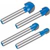 TECKEEN Set di 4 punte per fresa con codolo da 6,35 mm, in carburo e punta tonda, per lavorazione del legno