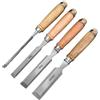 ACTINPANT Set di scalpelli for legno da 4 pezzi for la lavorazione del Scalpelli banco con bordo smussato in acciaio al cromo vanadio manico in faggio cappuccio