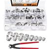 Trivd Frol 150 fascette stringitubo a orecchio singolo in acciaio inox 304 con pinza per orecchie, 6-23,5 mm, kit assortito di morsetti per tubi a crimpare perfetti per automobili, linea di elettrodomestici e