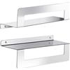 Gedy Cleo Mensola Bagno Doppia Funzione, Portaoggetti Bagno e Porta Asciugamani, Realizzata in Acciaio Inox AISI 304 Finitura Cromata, Dimensioni L30xP10xH9,5cm Fissaggio a Muro con Viti Incluse