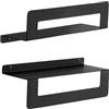 Gedy Cleo Mensola Bagno Doppia Funzione, Portaoggetti Bagno e Porta Asciugamani, Realizzata in Acciaio Inox AISI 304 Finitura Nero Opaco, Dimensioni L30xP10xH9,5cm Fissaggio a Muro con Viti Incluse