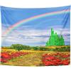 Emvency Arazzo Campi Musicali Gialli Mattoni Strada Sfondo Smeraldo Mago Città Terra Arcobaleno Decorazione per la Casa Decorazione per la Casa per Soggiorno Camera da Letto Dormitorio 127 x 152 cm