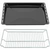 ICQN Set Teglia Smaltata per Forno 46,5x37,5x3 cm + Griglia, Compatibile con Siemens e Bosch