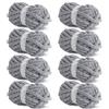 Hombys Filo di ciniglia grosso grigio chiaro per uncinetto e lavoro a maglia, confezione da 8 pezzi (27 yd/226,8 g ogni matassa)