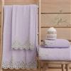 PETTI Artigiani Italiani - Asciugamani Bagno in 100% Spugna di Cotone, Set Asciugamani 1+1, 2 Pezzi 1 Asciugamano Viso e 1 Asciugamano Mani, Lilla