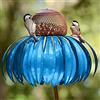 Qcwwy Pali per Fiori in Metallo, Mangiatoia per Uccelli Blu per Giardino Esterno, Vassoio per Semi di Uccelli in Metallo con Design Facile da Piegare e Paletto per Fiori (BLUE)